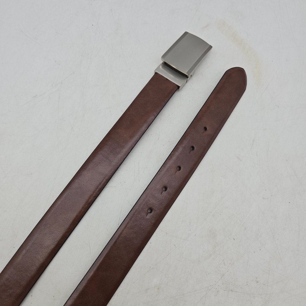 Structure Belt Brown Black Reversible‎ Syn Leather Dress Mens 36 Gunmetal Buckle
